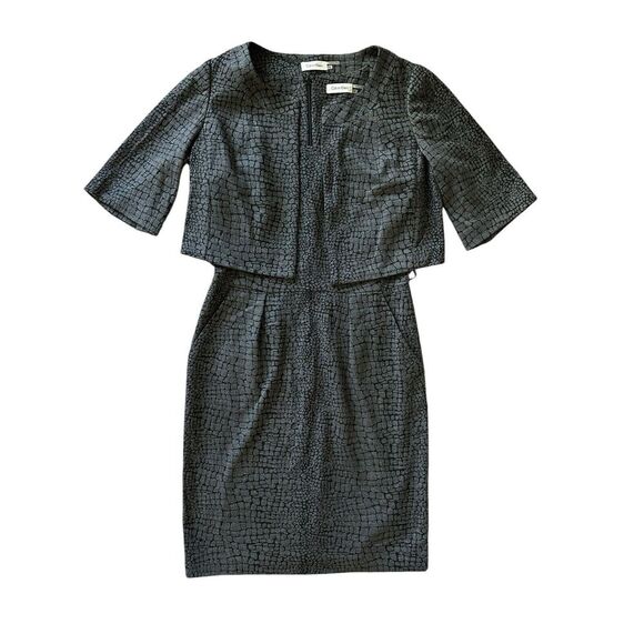 Calvin Klein Size 10 Women Sheath Dress‎ Sleeveless Career Animal Print & Top - Picture 1 of 16